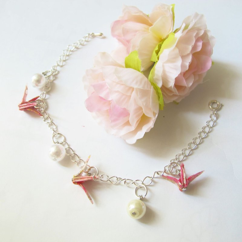 Three Cranes Pearl Bracelet - สร้อยข้อมือ - กระดาษ หลากหลายสี