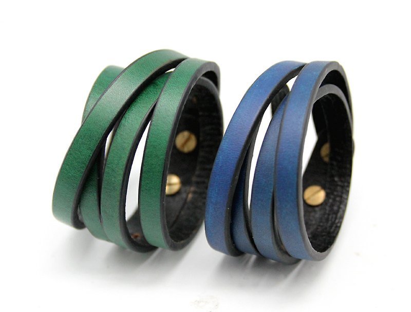 Double Wrap leather bracelet (1.8cm) - Natural Series - Bracelets - Genuine Leather 
