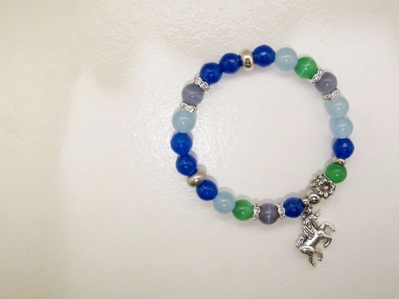 Unicorn Stone chalcedony - Bracelets - Other Materials Blue