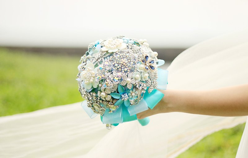 Bouquet jewelry and handmade jewelry [full] Tiffany blue shell flower - อื่นๆ - วัสดุอื่นๆ สีน้ำเงิน