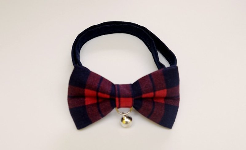 [Miya ko.] Handmade cloth grocery cats and dogs tie / tweeted / bow / handsome plaid / Japanese minimalist / pet collar / collar - ปลอกคอ - วัสดุอื่นๆ 