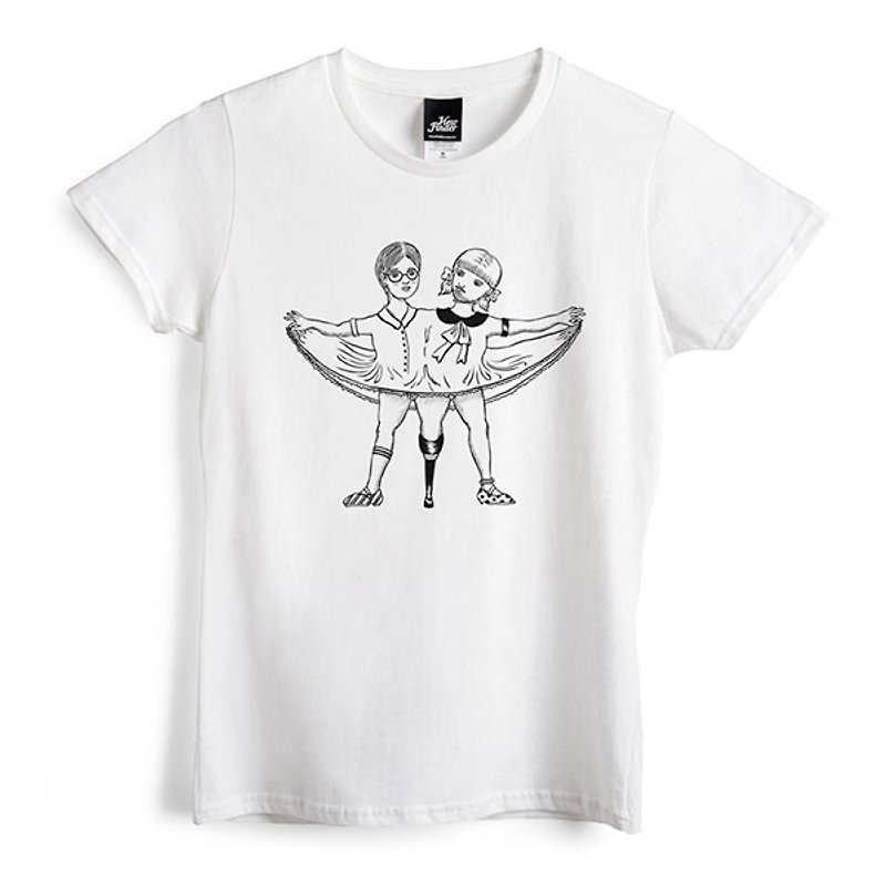 Androgyny - White - Women's T-Shirt - เสื้อยืดผู้หญิง - ผ้าฝ้าย/ผ้าลินิน ขาว