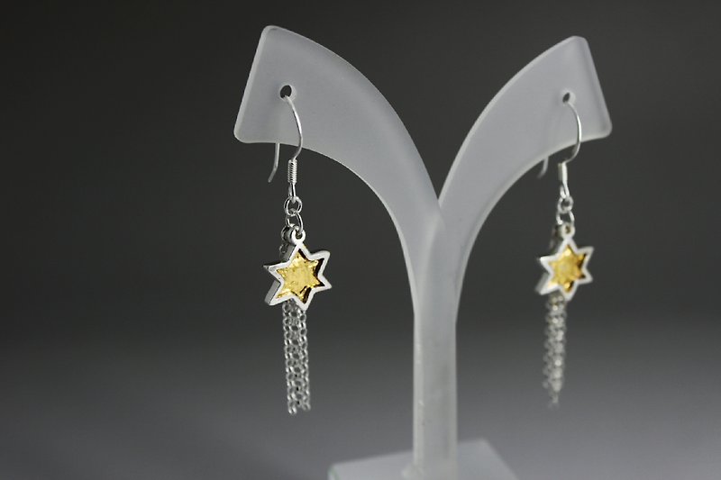 s925 sterling silver earrings-Rain of Hexagram - Earrings & Clip-ons - Sterling Silver Silver
