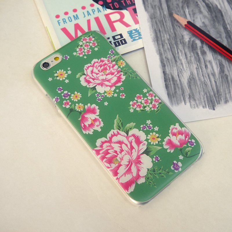 Hong Kong Style Chinese Flower Green Print Soft / Hard Case for iPhone X,  iPhone 8,  iPhone 8 Plus, iPhone 7 case, iPhone 7 Plus case, iPhone 6/6S, iPhone 6/6S Plus, Samsung Galaxy Note 7 case, Note 5 case, S7 Edge case, S7 case - Phone Cases - Plastic Green
