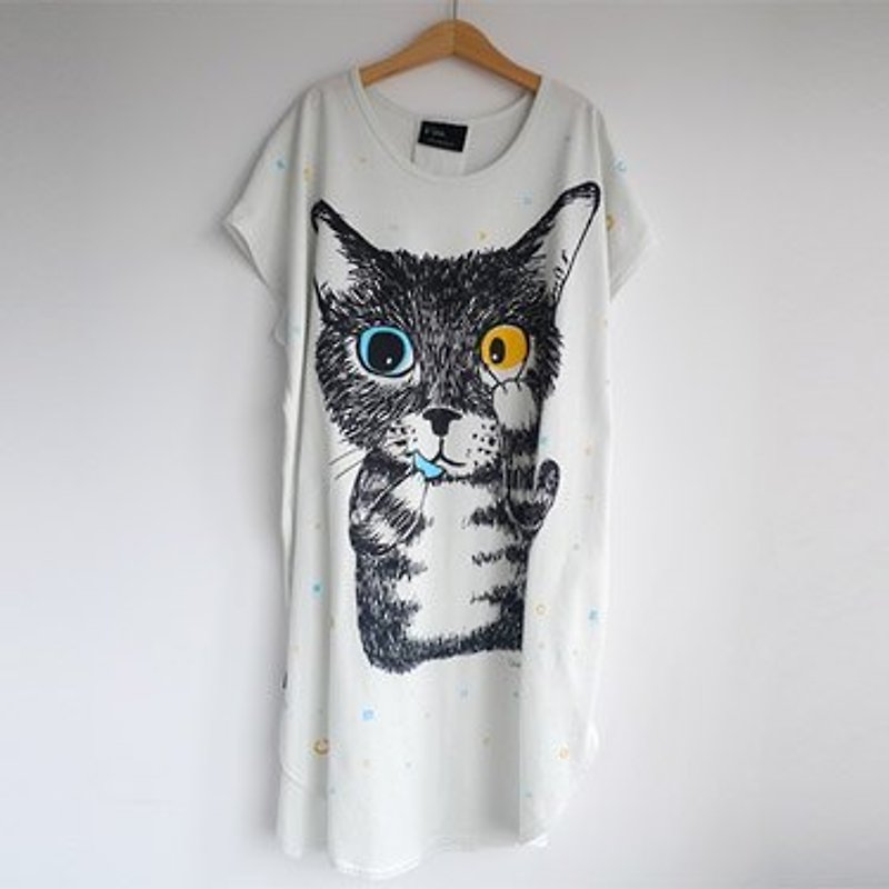 Color-changing vision cat long oval with rope more wear - One Piece Dresses - Cotton & Hemp Gray