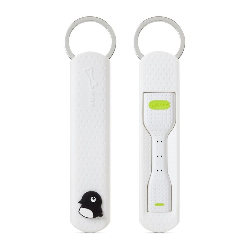 Bone / LinKey Micro USB 逗扣充電傳輸鑰匙圈 - 企鵝 Maru - 行動電源/充電線 - 矽膠 白色