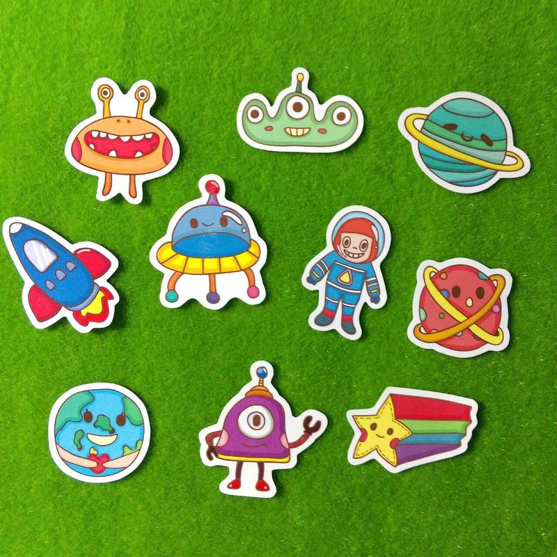 Space Universe Planet / Sticker Pack - สติกเกอร์ - กระดาษ สีน้ำเงิน