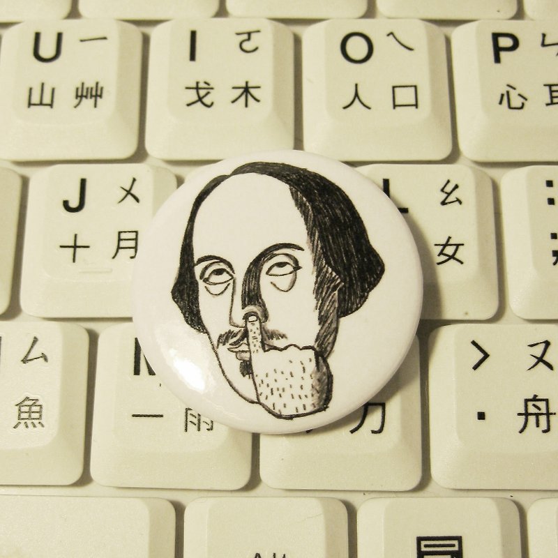 【莎士比亞先生毫不在乎】手繪風小胸章 - バッジ・ピンズ - プラスチック ホワイト