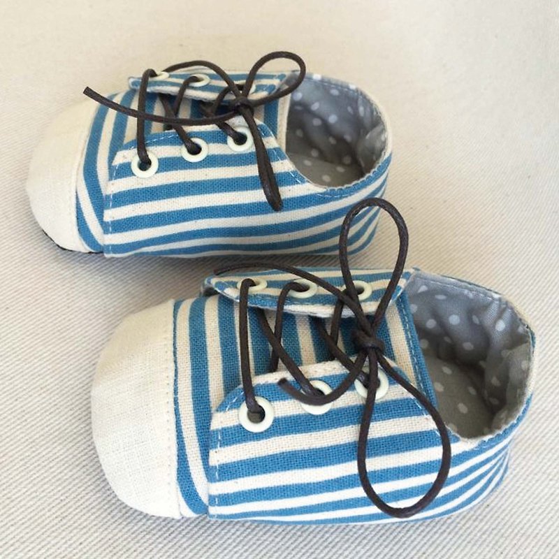 Va handmade shoes series blue ocean winds small shoes - รองเท้าเด็ก - วัสดุอื่นๆ สีน้ำเงิน