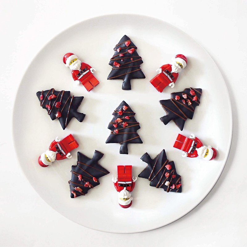 Berry Lovers*Chocolate Christmas Biscuit Gift Box*Additional Christmas Carry Bag*Christmas Gift/Gift Exchange - คุกกี้ - อาหารสด สีดำ