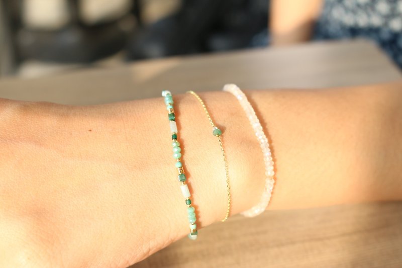 < ☞ HAND IN HAND ☜ > amazonite - showers bracelet (0641) - Bracelets - Gemstone Green