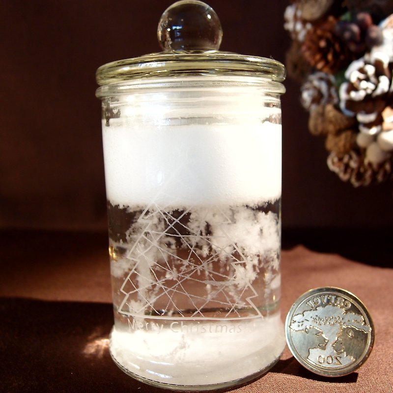 手工雕刻【交換禮物降雪天氣瓶】-『樹Tree』(刻製訂作) - 裝飾/擺設  - 玻璃 白色