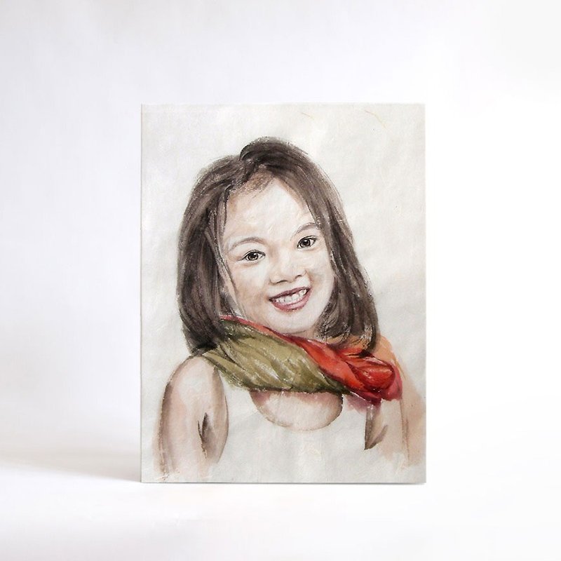 30cmx40cm Custom Portrait with Easy Gallery Wrap, Child's Portrait, Children's Personalized Original Hand Drawn Portrait from Your Photo, OOAK watercolor Painting Ideas Gift - ภาพวาดบุคคล - กระดาษ หลากหลายสี