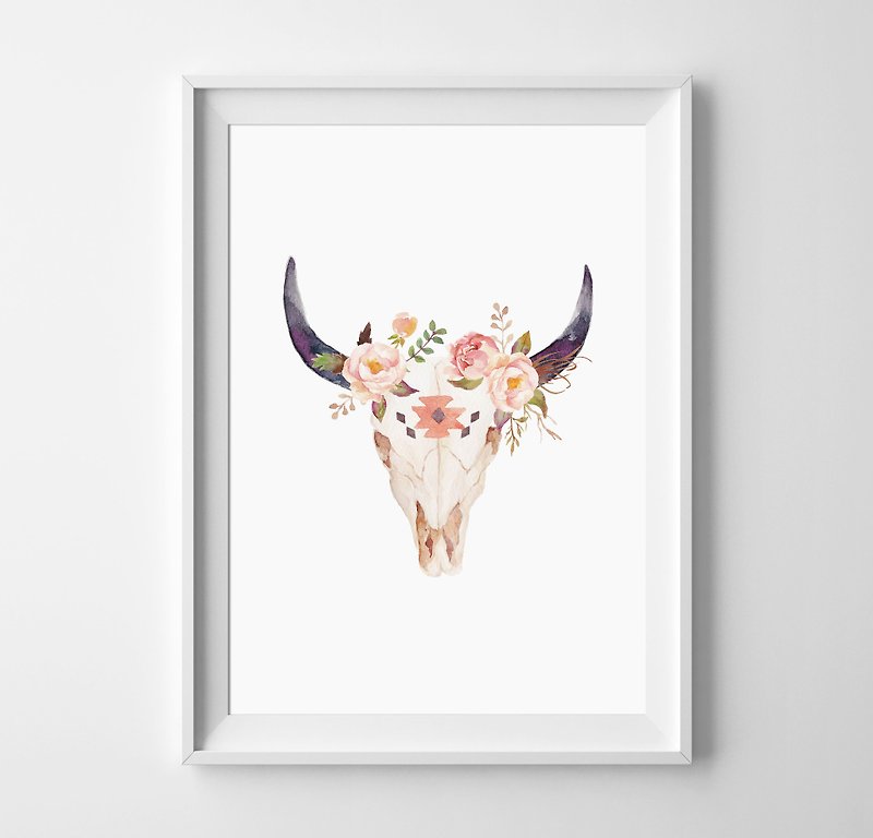 bull head (花束),可客製化 掛畫 海報 - 牆貼/牆身裝飾 - 紙 