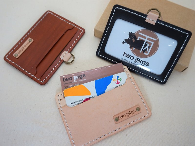 Identification card/document set/ticket holder_pure cowhide_horizontal-plain_can be printed with English name - ID & Badge Holders - Genuine Leather Multicolor
