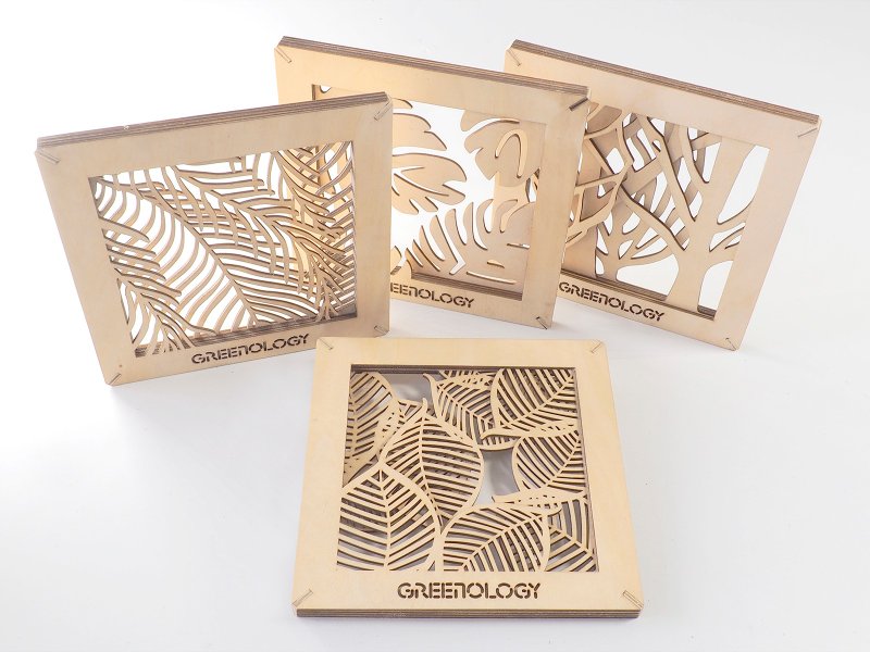 Greenology 掛牆木雕裝飾 (1套4件) - 擺飾/家飾品 - 木頭 咖啡色