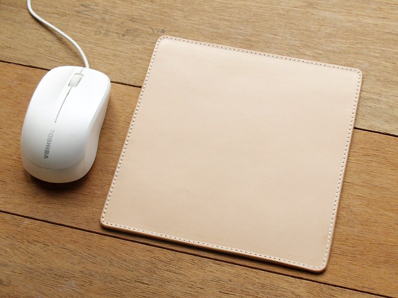 Leather Mouse Pad ( Custom Name ) - Simple Original - Mouse Pads - Genuine Leather Brown