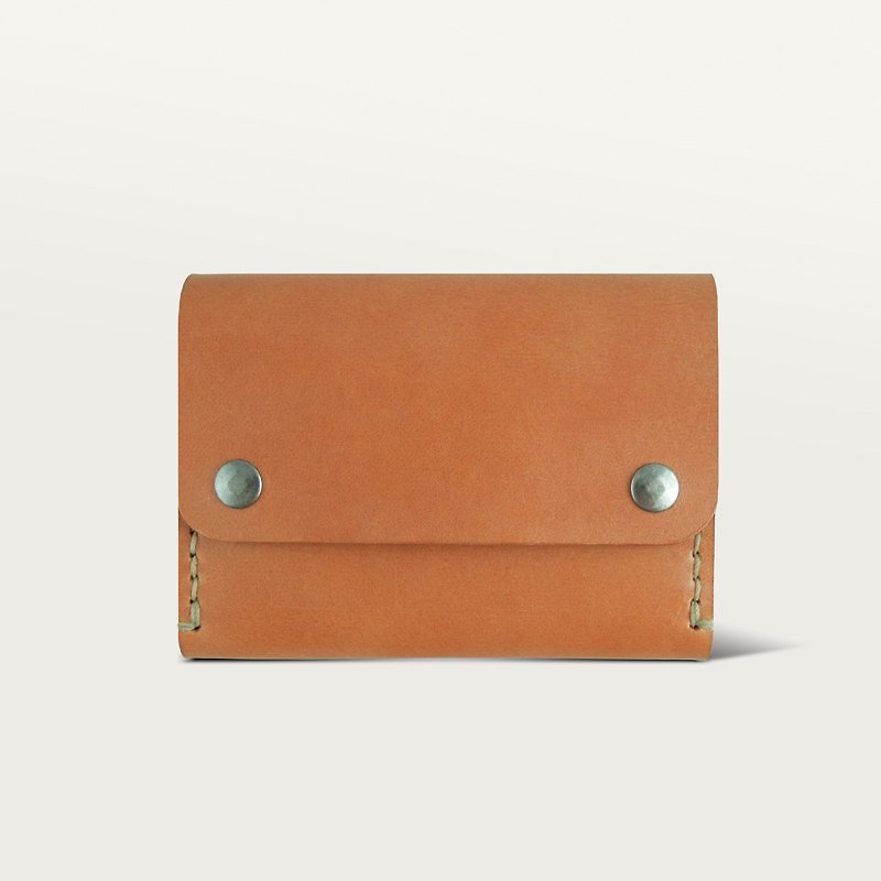ツーボタン財布/ウォレット - 古橙色 - 財布 - 革 オレンジ