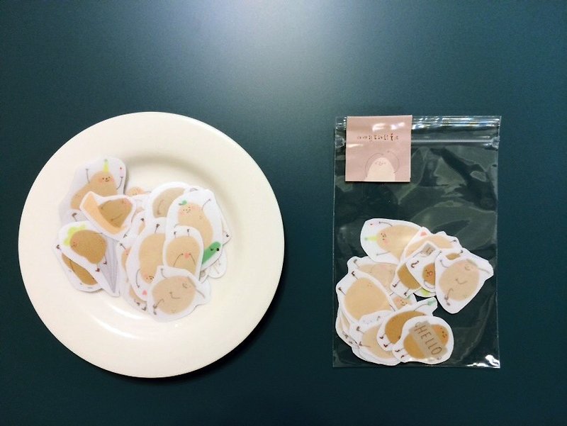 Xiu Xiu Bear / mashed potatoes transparent glossy stickers Peng sent a good package / good handle 24 into - สติกเกอร์ - วัสดุกันนำ้ ขาว