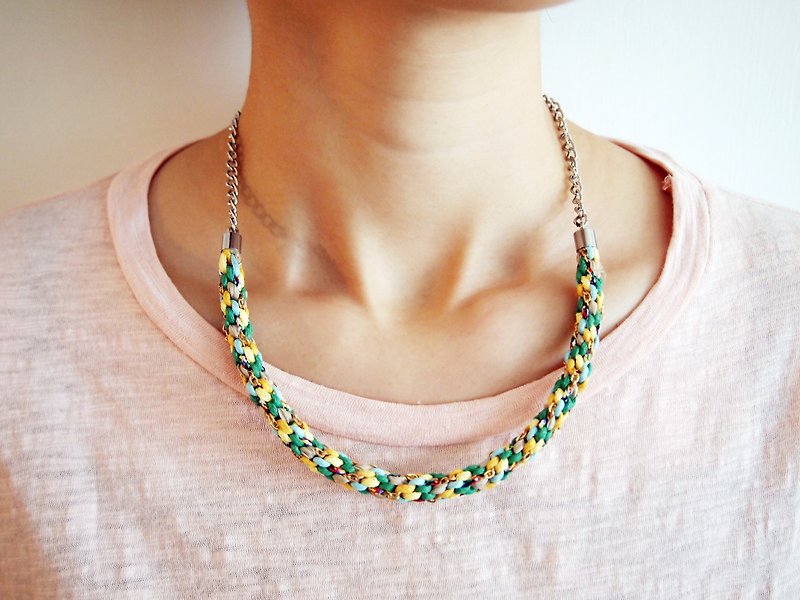 Just Knitting Hand Knitted Necklace ● Made in Hong Kong - Necklaces - Other Materials Green