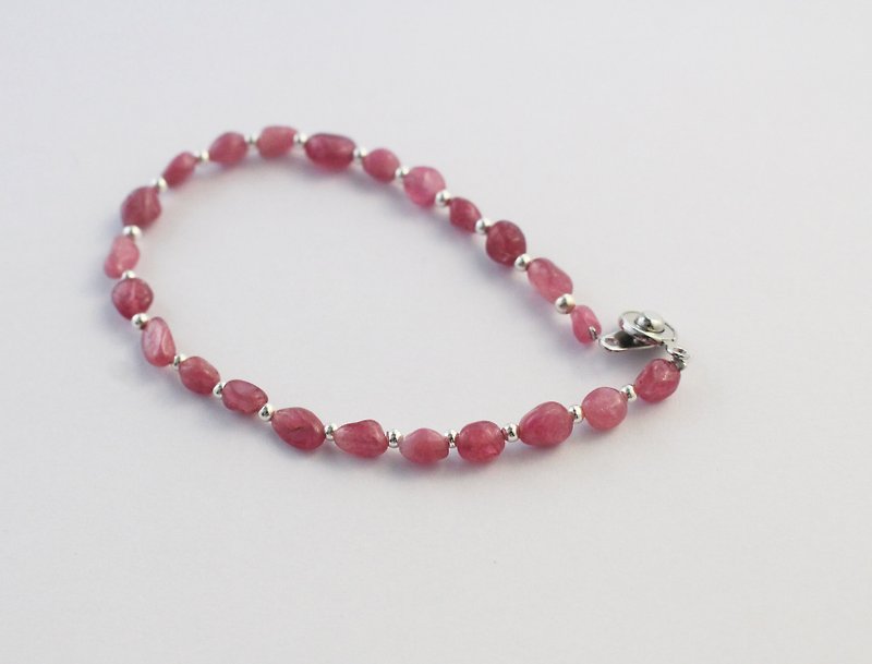 108 perles peach blossom / pink peach tourmaline bracelet 4*5MM - งานโลหะ/เครื่องประดับ - เครื่องเพชรพลอย สีแดง