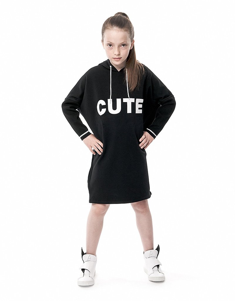 [Nordic children's clothing] Danish organic cotton long version dress 6 to 10 years old black - Kids' Dresses - Cotton & Hemp Black