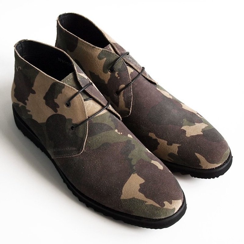 [LMdH] C2C20-49 CHUKKA-BOOTS calfskin suede desert boots muffin bottom ‧ ‧ camouflage free shipping - รองเท้าลำลองผู้ชาย - หนังแท้ สีกากี