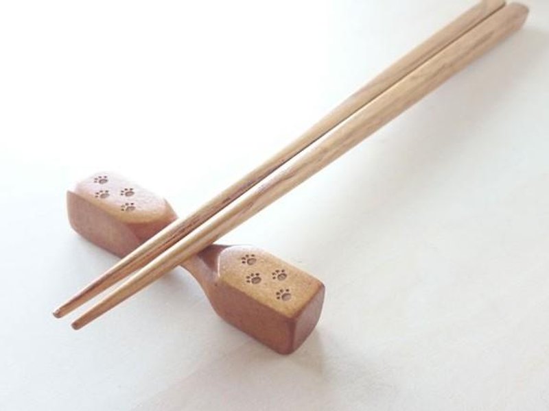 肉球腳印 筷架　堤型 - 筷子/筷子架 - 木頭 咖啡色