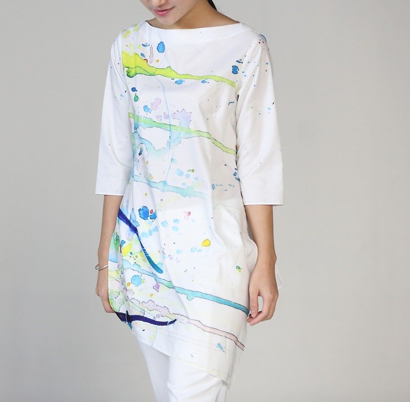 DiiiD 滴る花柄雨のレインジャケットコートロングガウン中国風のチャイナドレスの女の子春と夏の色の波のガウン - トップス - 防水素材 