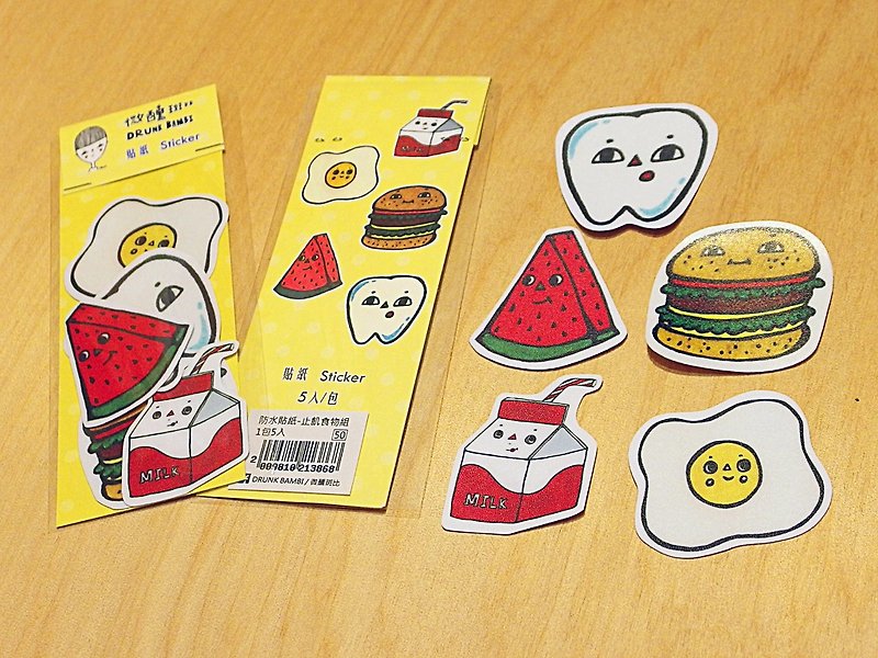 Drunk Bambi version of a pack of five stickers new material into the only food group hunger - สติกเกอร์ - กระดาษ หลากหลายสี
