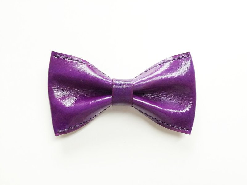 Purple leather bow tie Bowtie - Ties & Tie Clips - Genuine Leather Purple