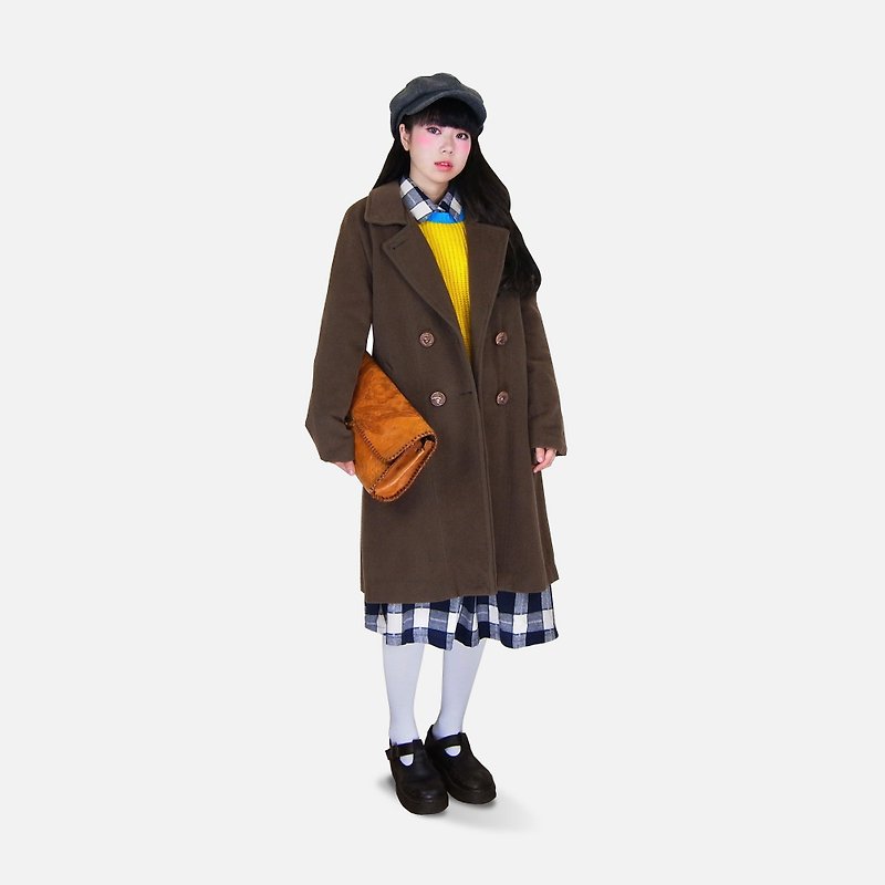 A‧PRANK: DOLLY :: VINTAGE retro with tea color suit collar / neck rose sail stack of double-breasted wool coat jacket - Women's Casual & Functional Jackets - Cotton & Hemp 