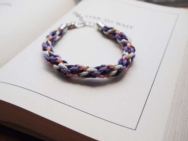 Customized hand-woven lucky pink lining purple women's twisted twist bracelet ● Made in Hong Kong - Bracelets - Other Materials Purple