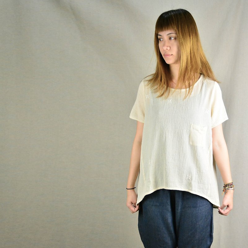 Day light warm white embroidered blouse breath _ _ fair trade - One Piece Dresses - Other Materials White