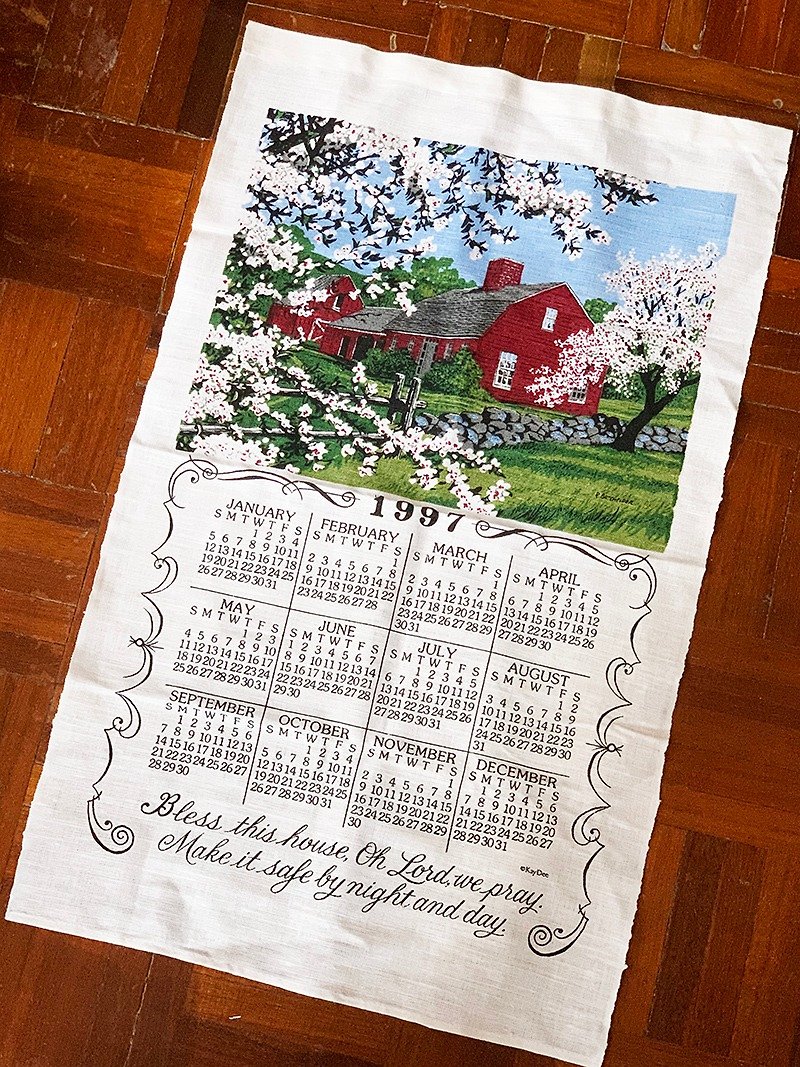1997 American early years cloth calendar village - ตกแต่งผนัง - ผ้าฝ้าย/ผ้าลินิน หลากหลายสี