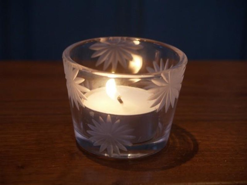 KIRIKO 玻璃燭台 花的模樣 - 擺飾/家飾品 - 木頭 白色