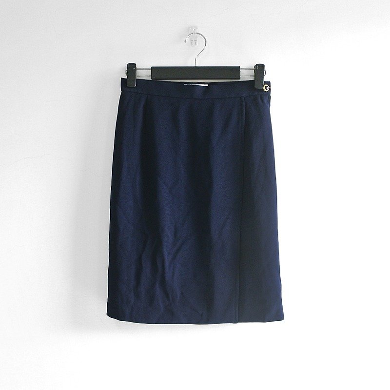 │Slowly│ plain surface. Deep Blue. Vintage skirt │vintage. Retro Japanese girl. Whims - กระโปรง - วัสดุอื่นๆ สีน้ำเงิน