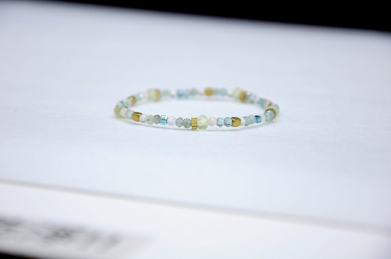 Birthstone of June∣ Moonstone Apatite Prehnite Gathering Wealth and Evil Bracelet - Bracelets - Gemstone Blue