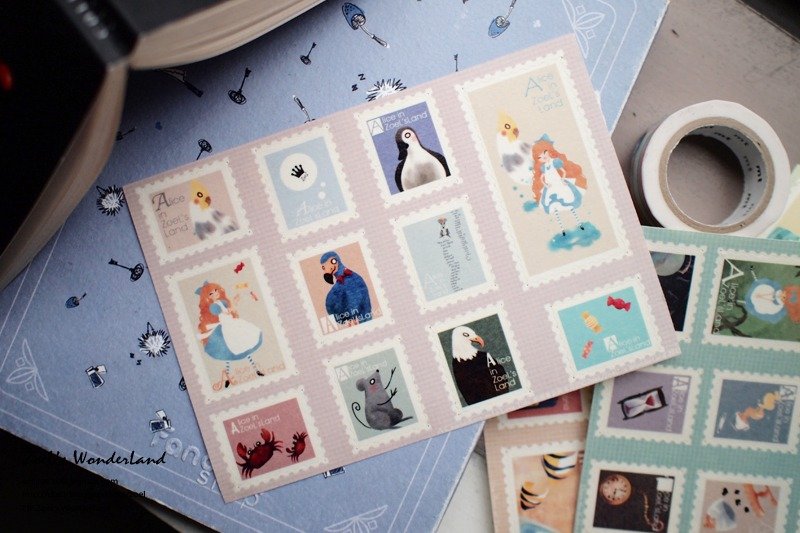 Imitation stamps and paper stickers*Loop race and long tail*Alice in Wonderland Chapter 3 - สติกเกอร์ - กระดาษ สึชมพู