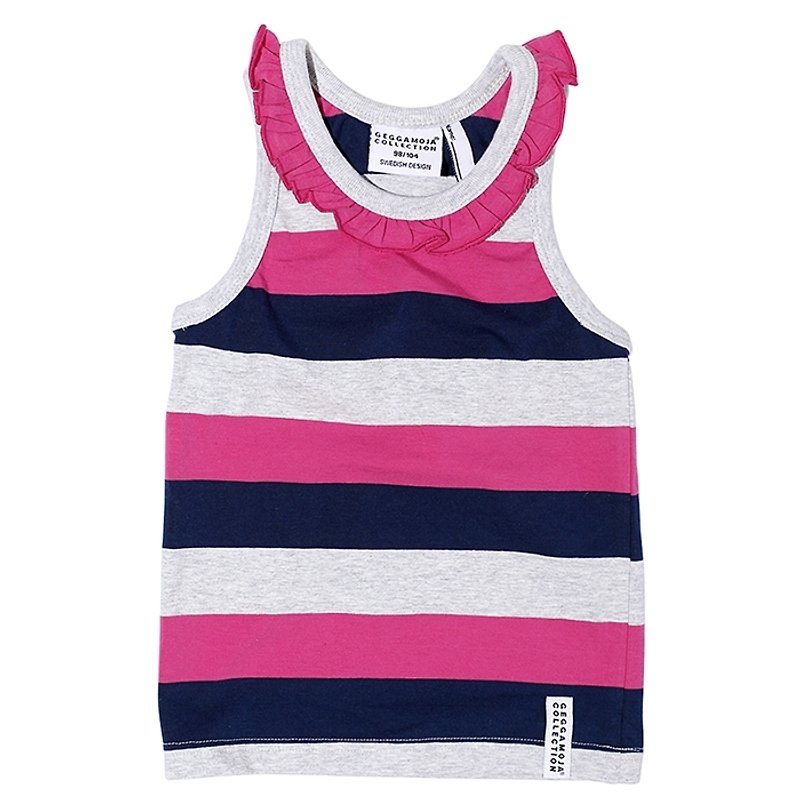 Nordic Organic Cotton Kids Vest Grey/Pink - Tops & T-Shirts - Cotton & Hemp Red