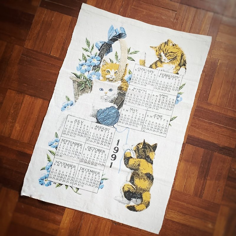 1991初期のアメリカのキャンバスカレンダー猫 - ウォールデコ・壁紙 - その他の素材 多色