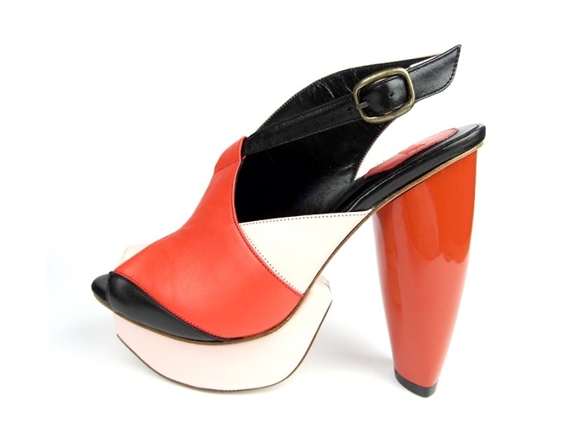 CLAVE /A Season for Murder/ REVENGE- Orange red -Platform shoes - High Heels - Genuine Leather Red