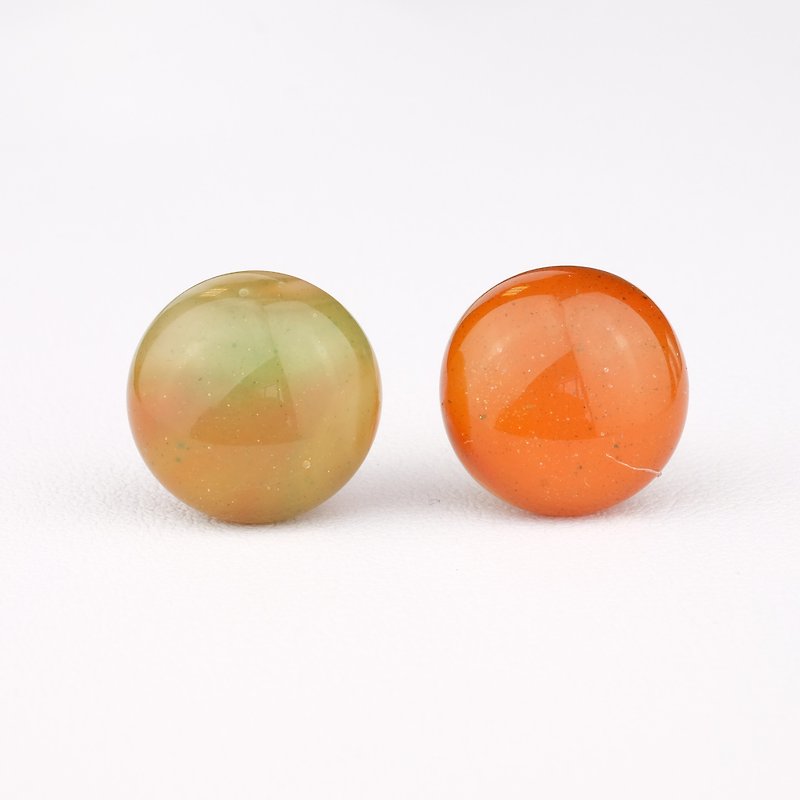 Silver earrings handmade glass fall - Earrings & Clip-ons - Glass Orange