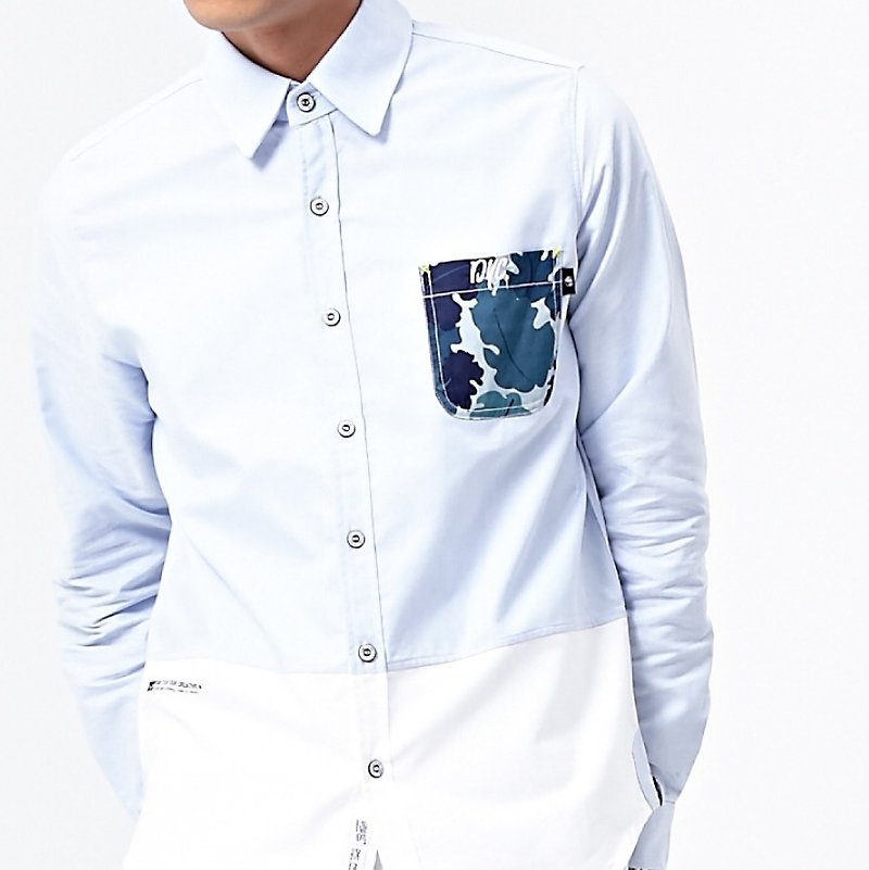 DYC Akiba camouflage shirt pocket stitching - Men's Shirts - Other Materials Blue