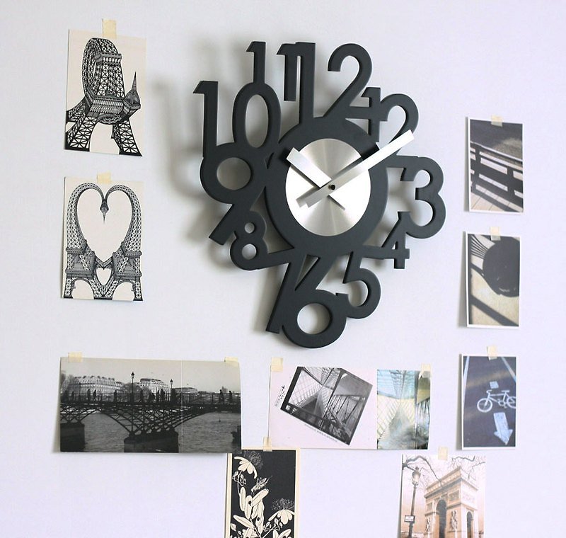 Big Numbers Wooden Wall Clock - นาฬิกา - ไม้ สีดำ