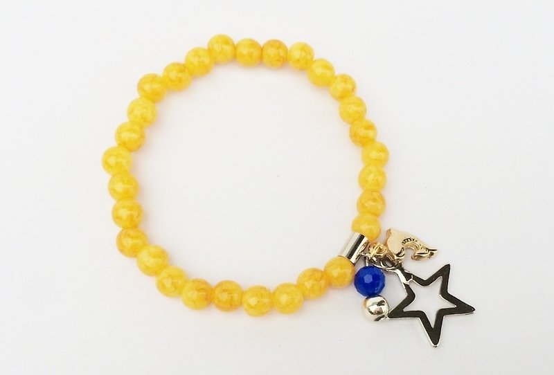 星星黃色小珠 - 手鍊/手鐲 - 其他材質 黃色