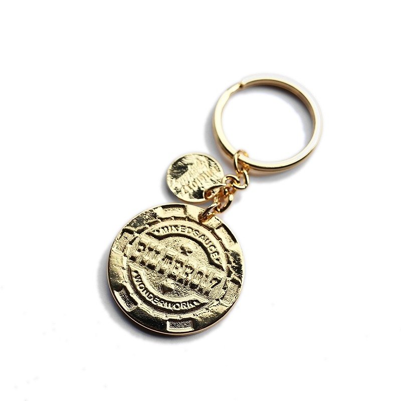 [Filter017]Golden Poker Chip Key Chain Metal Chip Key Ring - Keychains - Other Metals Gold