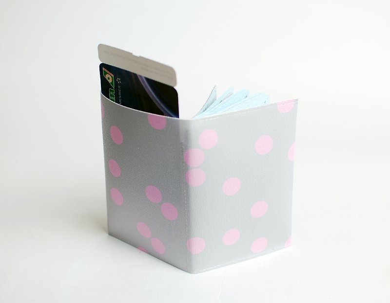 Grey pink dots. Geometric passport holder - Passport Holders & Cases - Waterproof Material Pink