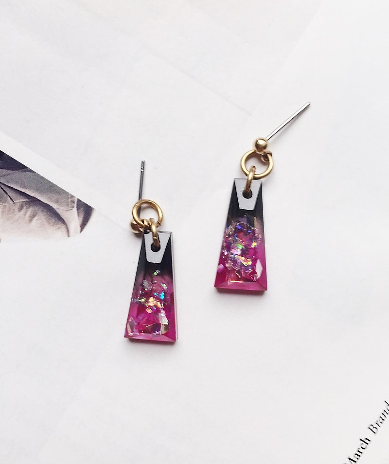 La Don - Long Gems Starry 01 Ear Pins / Ear Clips - Earrings & Clip-ons - Acrylic Purple