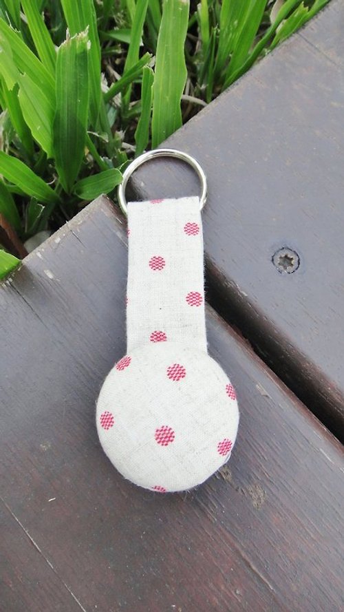 alma-handmade 手感布釦鑰匙圈 - 紅水玉